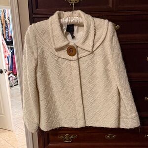 Vintage Smythe Wool coat with large wooden button detail.